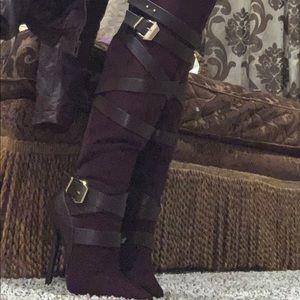 Just Fab Burgundy Over knee boots